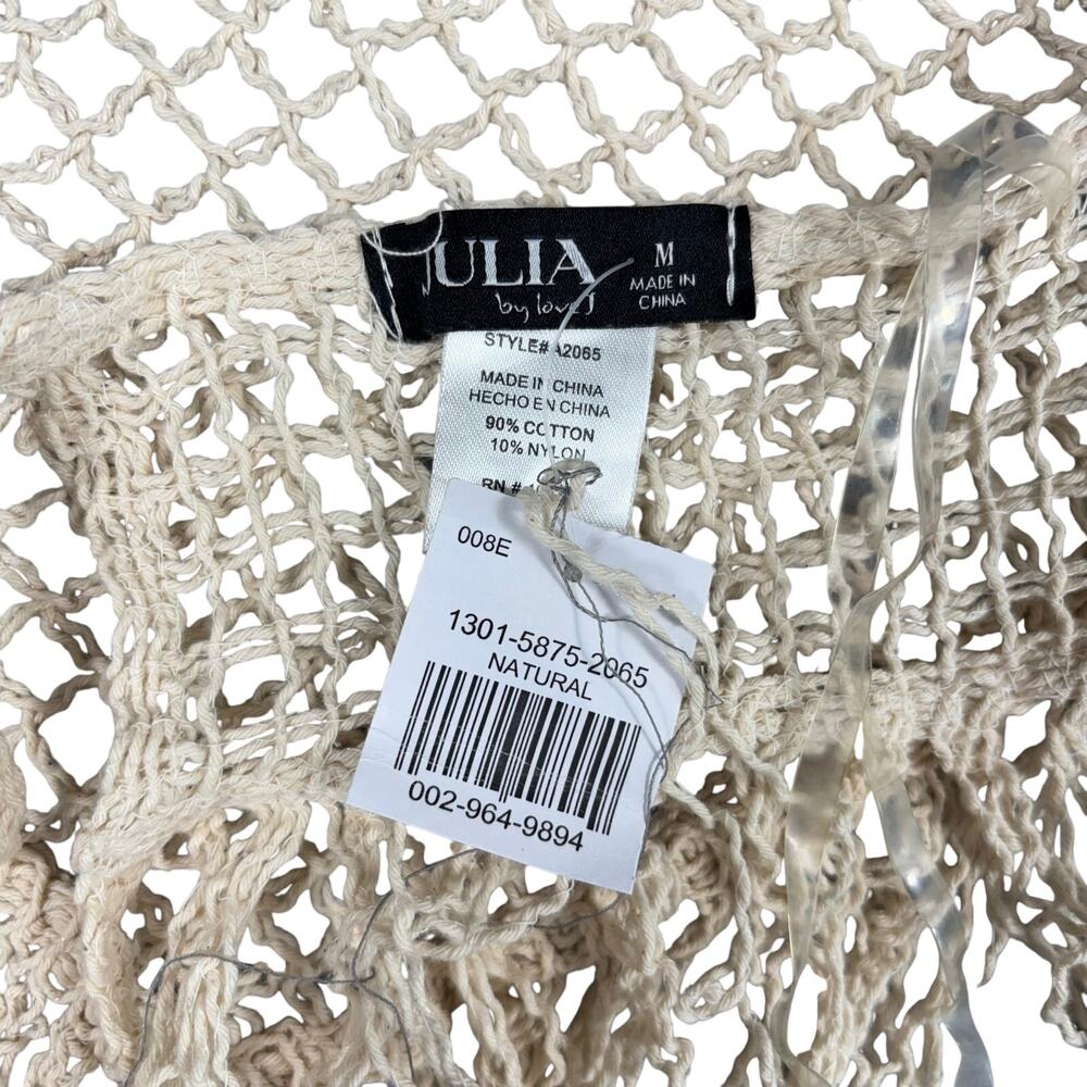 Julia by Love J Crochet Halter Top Beige Natural Cotton Boho Fringe Festival NWT - Picture 6 of 8